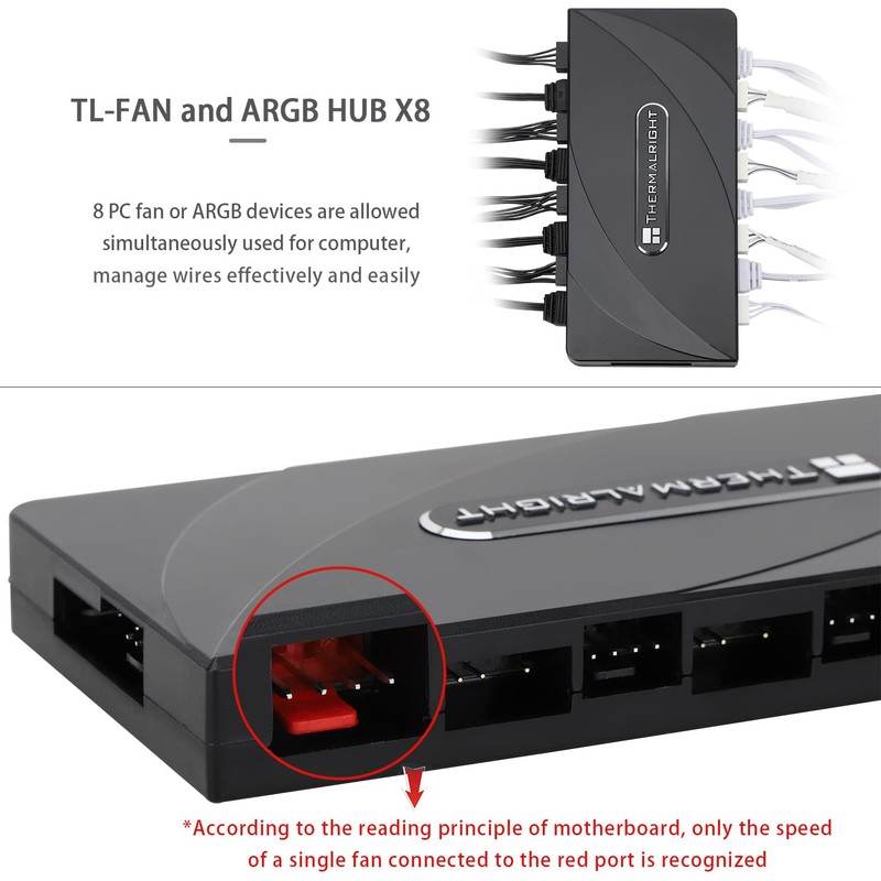 Thermalrlght ARGB Fan HUB ×8 Hub Controller Support 8 Groups