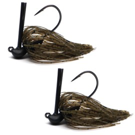 Harmony Fishing – Tungsten Mini Flipping Jigs (2 Pack) – Weedless Compact Finesse Flippin/Skipping/Cover Bass Fishing Jigs (Green Pumpkin, 3/8oz)
