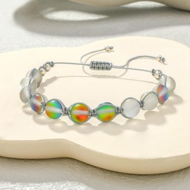KELITCH Moon-Stone Beaded Bracelets Colorful Strands Bracelets Beach Bangles for Women