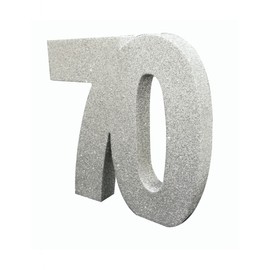 Number 70 Glitter Table Decoration Silver| Table Centrepiece | Table Decorations Centrepiece | 70th Birthday Decorations | Pack of 1 | 20cm |H119