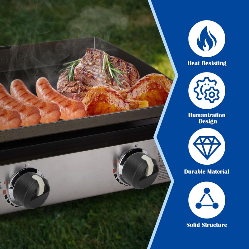 SafBbcue Grill Knobs Replacement, Black, 2-Pack, Metal, For Blackstone 17/22/28/36