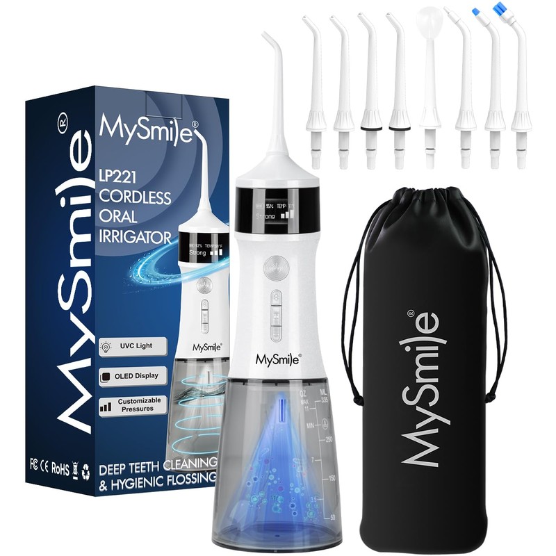 MySmile LP221 UVC Irrigadores dentales inalámbricos esterilizables para dientes Hilo