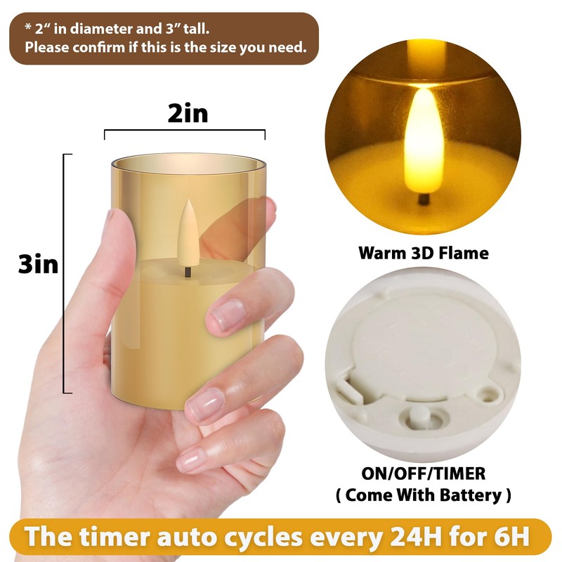 VIODAIM 12Pack Flickering Flameless LED Candles with Timer, Battery Powered