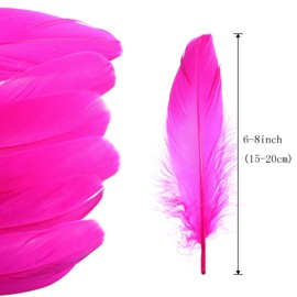 100PCS Natural Goose Feathers Decoration - Assorted Colorful 6-8 inch Feather for DIY Crafts Festival Erikord(Rose Red)