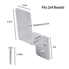 KSWLOR 2x4 Door Barricade Brackets|4PCS Heavy Duty Stainless Steel Drop Open Bar Security Door Lock Bracket Door Barricade Open Bar Holder Fits 2 by 4 Lumber,Security Z Bracket for Barn,Gate,Shed,