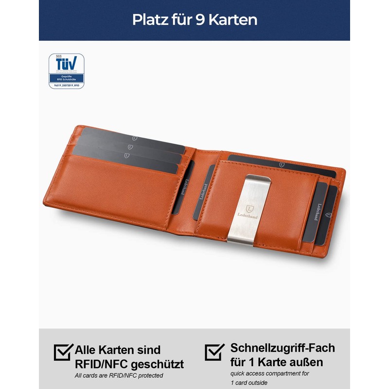 Lederhand iSlim Nappa Leather Wallet with Money Clip and Coin