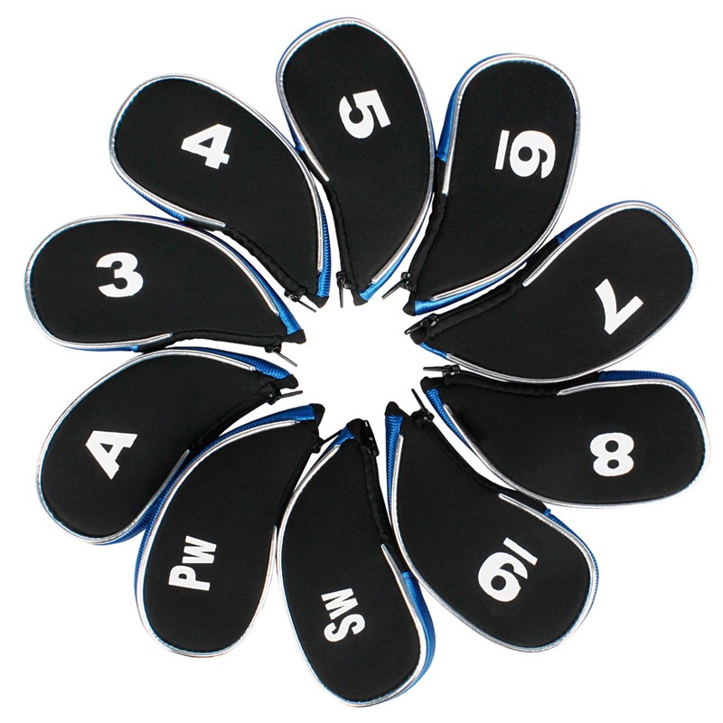 Andux Golf Iron Headcover with Zipper 10pcs/set (Blue/Black)