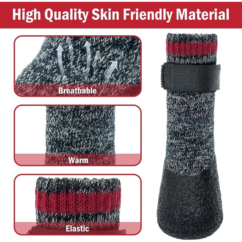 Mihachi Dog Socks Rubber Sole Paw Protectors with Straps Traction