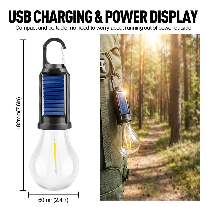 MODOAO 4-Pack Solar LED Camping Light, Rechargeable Outdoor Tent Lantern