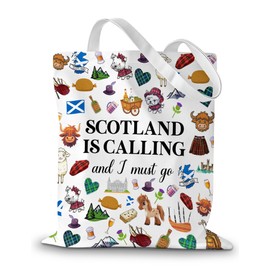 CEASQVAA Scotland Scottish Gifts Canvas Tote Bag Scotland Travel Trip Essentials Souvenirs for Women Scottish Shopping Grocery Bags