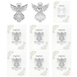 6 Sets Silver Colored Angel Sign Pins with 6 Angel Poem Cards Angel Brooch Pin Angel Pin Badges Confirmation Gifts Angel Gifts Catholic Gifts for Men Women Suit Tie Hat Tuxedo Friendship Day Gifts