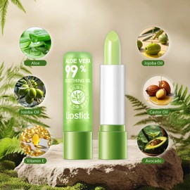 Pack of 6 Aloe Vera Lipstick, Magic Lipstick, Temperature-Reactive Aloe Vera Lipstick, Nourishing and Moisturising, Waterproof and Against Cracked Skin, Long-Lasting