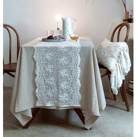 White Lace Table Runner 72 inches-Vintage Embroidered Lace Runners Doilies Dresser Scarf, White Table Decoration for Christmas Farmhouse Garden Table Wedding Party Baby Shower, 16"x 72"