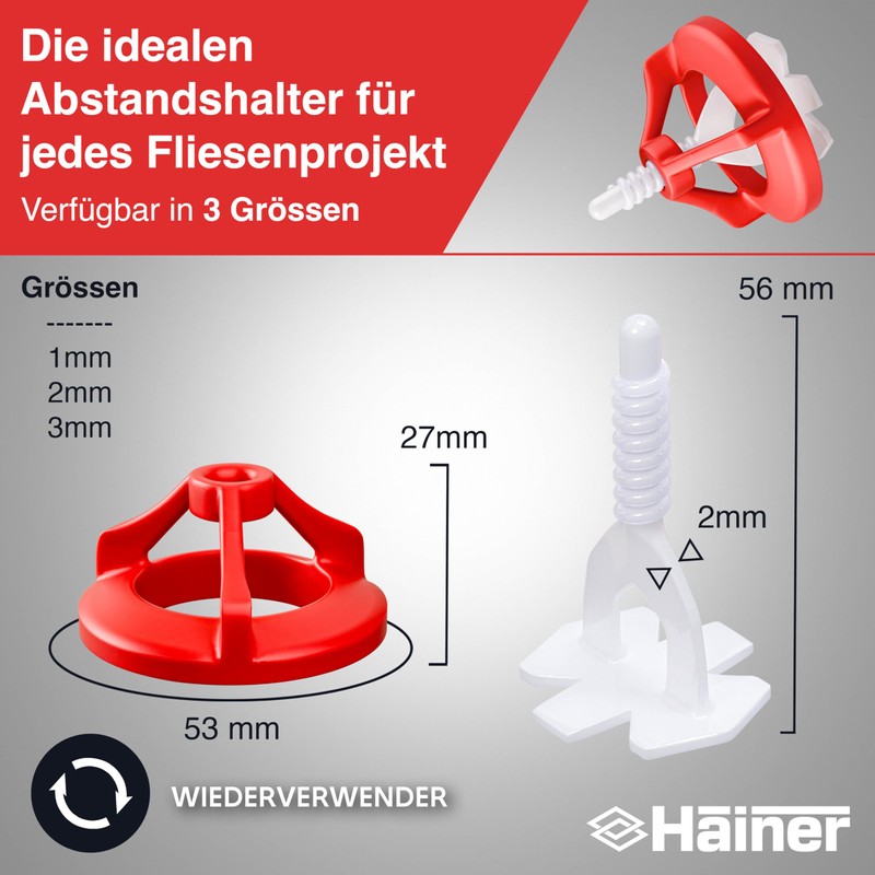 Hainer® Tile Levelling System - 300-Piece Tile Laying Aid Starter