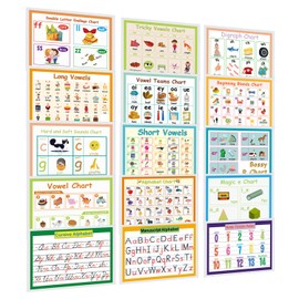 15 Phonics Posters for Classroom,Laminating-A4, Digraphs Blends Syllable Types,Vowel Valley Sounds,Alphabet Bulletin Board Reading Posters for Kindergarten,Elementary,Homeschool Supplies,ESL