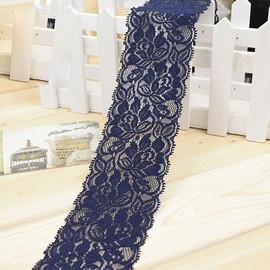 bmactosh Vintage Flora Pattern Scallop Edge Lace Trim DIY Craft Light Delicate Ribbon 2.5 Inch Wide 5 Yards Navy Blue