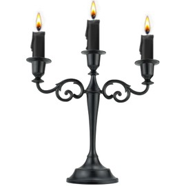 3 Candelabros de Metal – Portavelas para Eventos Formales, Boda, Iglesia, Decoración Festiva, Halloween – Soporte de Portavelas Cónico Elegante para Centro de Mesa, Negro Puro