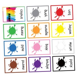 Kisangel 12sheets Boy Girl Learning Flashcards Phonics English Words Learning Cards Literacy Fun Game Early Educational Toys Colors Memory Cards for Boys and Girls