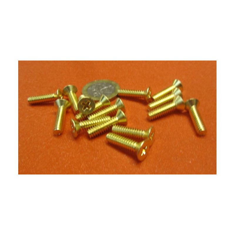 Brass Flat Head Phillips Machine Screws, FT, 10-24 Thread Size