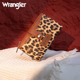 Wrangler Wallet for Women Leopard Print Women's Wallets Bifold Wallets, Card Cases & Money Organizers Womens Slim Credit Card Wallet with ID Window Leopard WG133-W002LP