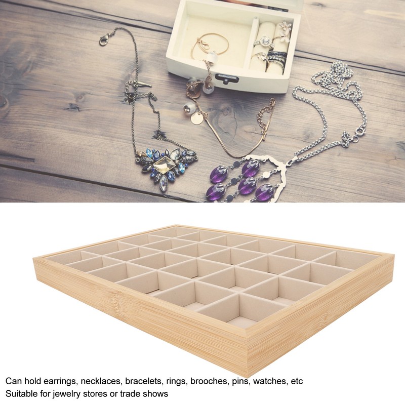 Jewelry Storage Display Trays Multipurpose 24 Grids Jewelry Tray for