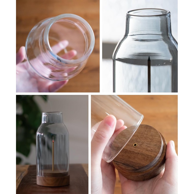 Incense Holder Ash Spill Proof Glass Wood Incense Holder Flower