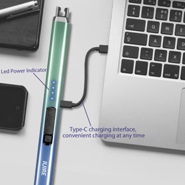 IUIRE Rechargeable Arc Lighter Electric Candle Lighter with Double Safety Switch (1 Pack - Blue/Green Gradient)