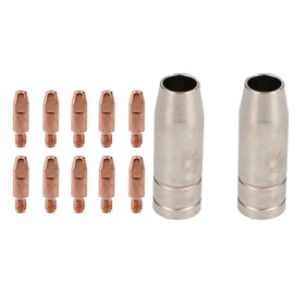 2 Shroud & 10 x 0.8mm Round Contact Tips MIG Welding Binzel Style MB15 Torch