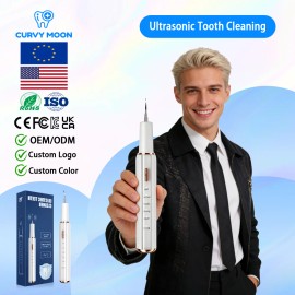 CURVY MOON Teeth Cleaner Kit Machine Dental Electric at Home Plaque Removal Sonic Plaque Dog Calculus Remover Tooth Cleanercolor: White