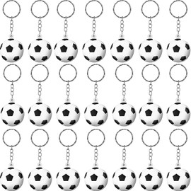 Blulu 30 Pack Soccer Keychains Soccer Rugby Stress Ball Sports Ball Keychains Football Key Chain for Boys School Carnival Reward, Party Bag Gift Fillers(Soccer)