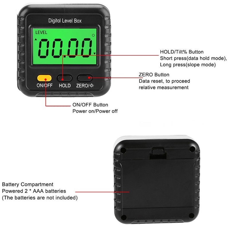 Digital Inclinometer Mini 360 Degree Angle Finder Protractor Carpentry Woodworking