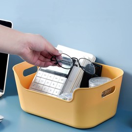 T Legend 4PCS Colorful Plastic storage bins,Cabinet organizer,Kitchen Organization,Pantry Storage Bins,Bathroom Organizer(4Color Arc edge)