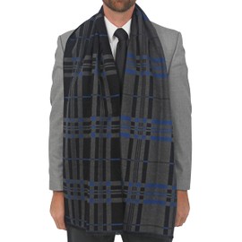 Ocomlfy - Bufandas para hombre en caja de regalo. Bufandas elegantes, cálidas y suaves de pashmina para hombre. Bufanda suave de cachemira para hombre, sensación pero duradera, Tartán azul y negro., Once size fits all
