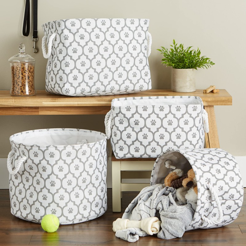 Bone Dry Pet Paw Print Collapsible Pet Storage Container Round