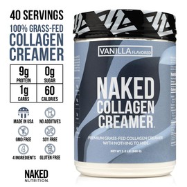 Naked Collagen Coffee Creamer - Vanilla Collagen Creamer For Coffee - Dairy-Free, Gluten-Free, GMO-Free - Support Hair, Skin, and Nails - 40 Servings