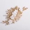 Teyglen Champagne Crystal Rhinestone Hair Comb with White Flower Hair