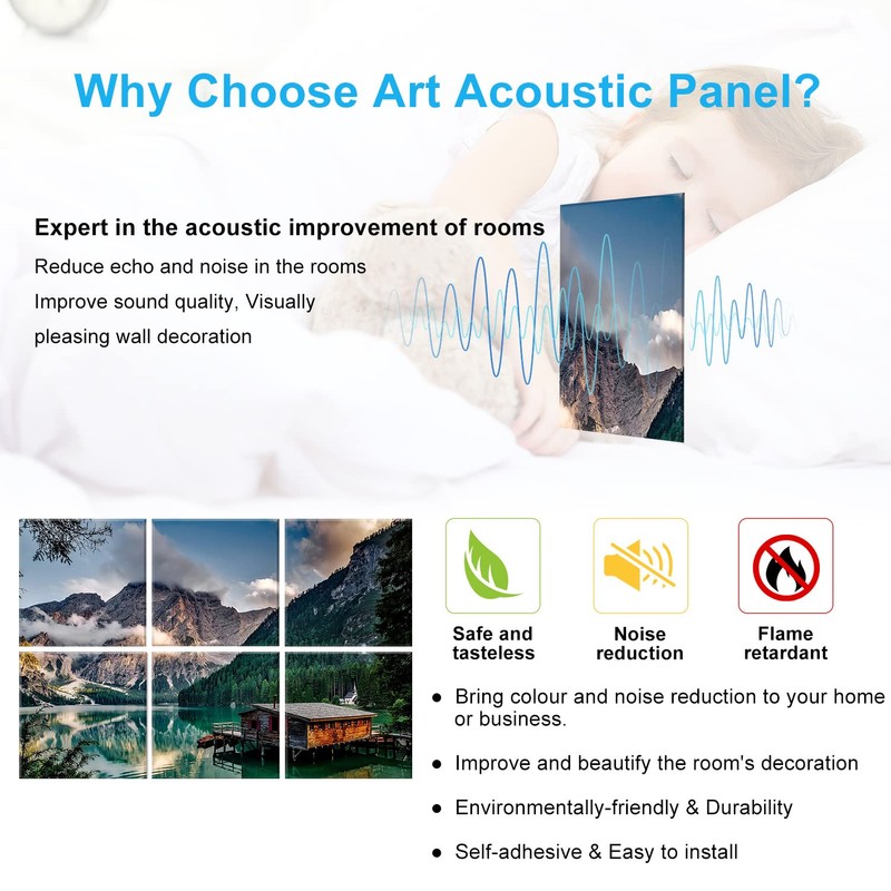 JBER Art Acoustic Panels, 72×48 Inches Acoustical Wall Panels, Sound