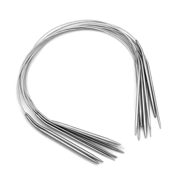 8Pcs Circular Knitting Needles Set, 40cm Long Yarn Needles 8