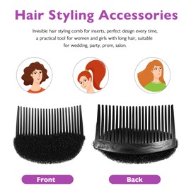 Beaupretty 6 Pieces Volume Hair Base Set Styling Insert Braid Tool Hair Shaper Bump Up Combs Clips Sponge Hair Bun Updo Accessories Hair Styling Tools(Black White)