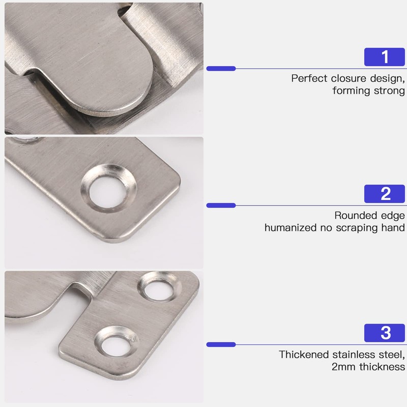4 Pairs Interlocking Flush Mount Bracket Picture Hanging Hooks Stainless