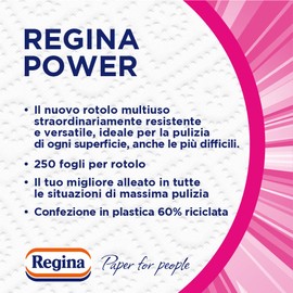 Regina Power Multi-Purpose Paper 250 Sheets 2 Ply Ideal for Cleaning Any Surface Recyclable Packaging 100% FSC Certified Paper 1 Roll