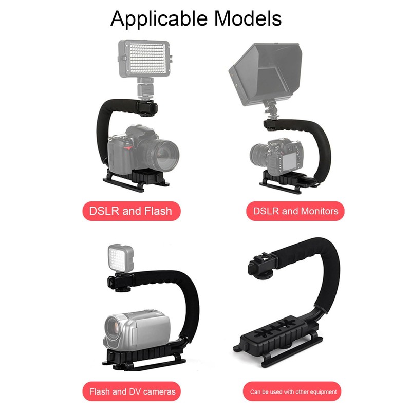 Handheld Camera Stabilizer Grip, Universal U Shaped Handle Works with