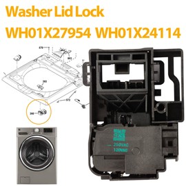 WH01X27954 Washer Lid Lock Switch Part 290D1580P004 290D1580P001 290D1580P002 EG-380843M WH01X26114 WH01X24114 Compatible with GE Hotpoint Top Load Washing Machine Door Lock Assembly Replacement