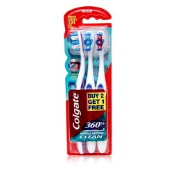 Pack Of 3 Colgate 360 WholeMouth Clean Toothbrush Tooth Brush