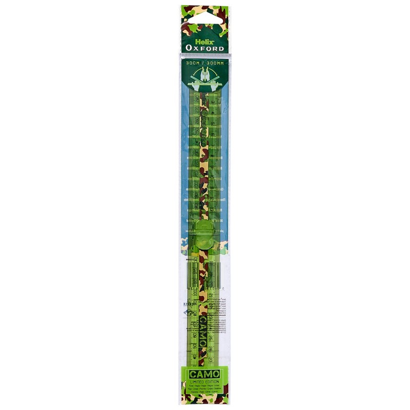 Helix Oxford Camo Folding 30cm Ruler - Green
