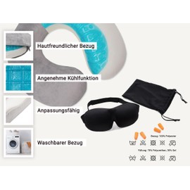 ZOLLNER Rest Set 3-Piece Neck Pillow, Sleeping Mask and Ear Plugs