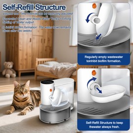 Smart Pet Water Fountain, 3.5L/118oz Large Capacity Automatic Water Dispenser Filterless Wireless Cat Water Fountain for Cats & Small Dogs, Ultra-Quiet with Water Absorbent Pad