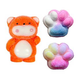 3 PCS Taba Squishy Kit, Taba Squishy Paw, Taba Squishy, Fufu Squishy, Sensory Toy Decompression Toy Squeeze Toy Stress Reliver Gift for Adults Kids, Cute Fidget Toys for Boys Girls Birthday Gifts