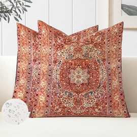 Miuyunya Set of 2 Bohemian Cushion Covers, 40 x 40 cm, Outdoor Cushion, Waterproof, Autumn, Exotic Pattern, Printed Cushion Cover, Boho, Indian, Country House Style, Decorative Cushion, Sofa Cushion