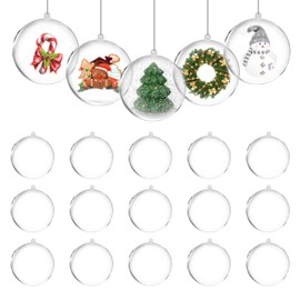 HOOSUNNY 20PCS 1.96"/50mm Clear Christmas Ball Ornaments - Decorative Hanging Balls for Christmas Tree, Wedding Party - Fillable, Clear Plastic Ball Set